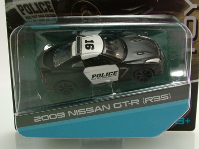 Nissan GT-R R35 2009 Police schwarz weiß Modellauto...