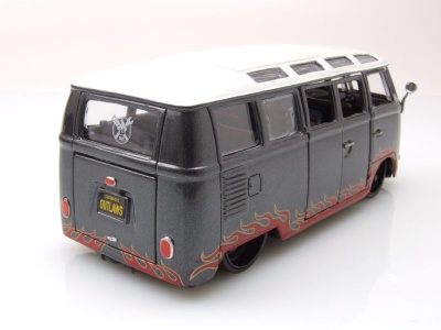 VW T1 Samba Bus grau metallic silber mit Flammen...