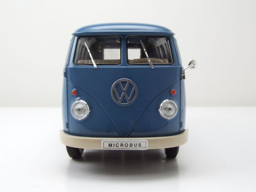 Modellauto VW T1 Bus Kasten Porschewagen Ersatzteile-Dienst 1963 blau 1:18  Welly bei Modellautocenter, 68,50 €