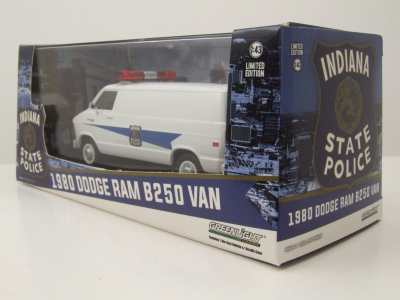 Dodge Ram B250 Van 1980 weiß Indiana State Police Modellauto 1:43 Greenlight Collectibles