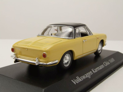 VW Karmann Ghia 1600 1966 gelb schwarz Modellauto 1:43...