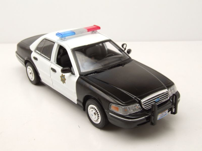 Ford Crown Victoria Police Interceptor Reno Sheriff Department 1998 schwarz weiß Reno 911! Modellauto 1:24 Greenlight Collectibles