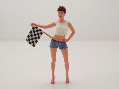 Figur Racing Girl mit Fahne für 1:18 Modelle Sun Star